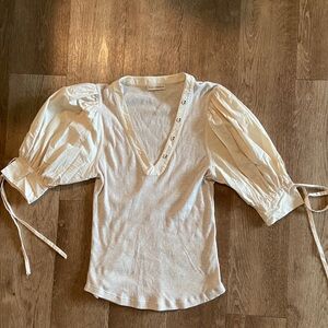 EUC Ulla Johnson Pia Top Ribbed Cotton Poplin Sleeve Top